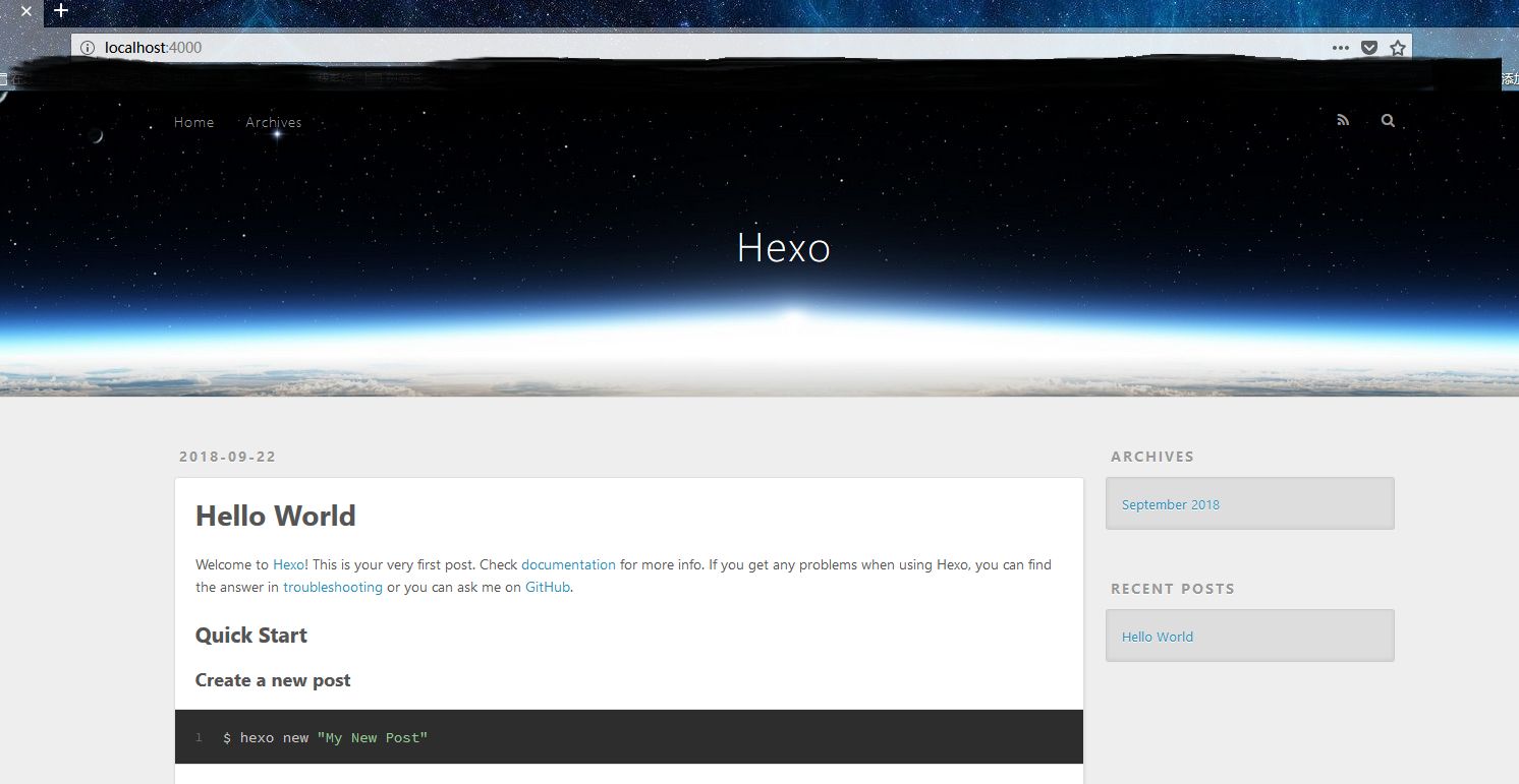 Hexo初始效果